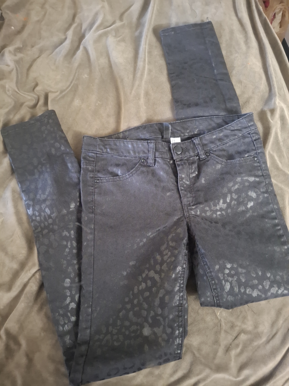 Divided Black Metallic Leopard-Print Skinny Jeans